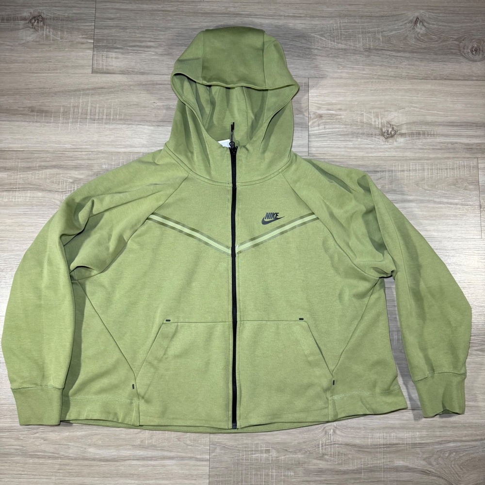 Nike Tech Fleece‎ Windrunner Hoodie Cropped Full Zip Women's Green Jacket  2X